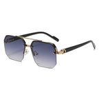 Men'S Metal Sunglasses Square Half Frame Rice Nails Casual Trend Personality Retro Fashion Outdoor Sports Eyeglasses