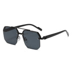 Men'S Metal Sunglasses Square Half Frame Rice Nails Casual Trend Personality Retro Fashion Outdoor Sports Eyeglasses