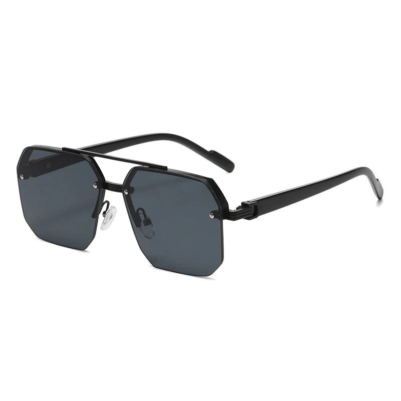 Men'S Metal Sunglasses Square Half Frame Rice Nails Casual Trend Personality Retro Fashion Outdoor Sports Eyeglasses